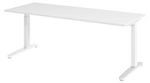 Scrivania bümö Serie XB - Finitura: bianco, struttura: bianco/alluminio lucido, dimensioni: 200 x 80 cm