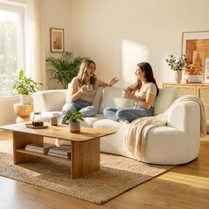 DecHome Divano Componibile 3 Posti Moderno in Ciniglia Dimensioni 260x106x82 cm colore Crema