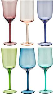 Set 6 bicchieri da vino in vetro soffiato in diverse forme e colori Desigual
