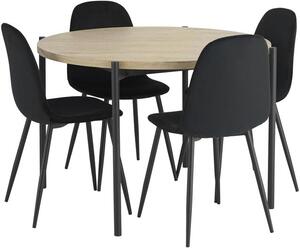 Tavolo rotondo con sedie in velluto Gilda, Ø 110 cm