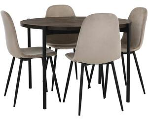 Tavolo rotondo con sedie in velluto Gilda, Ø 110 cm