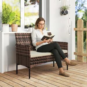 VivaGarden Divano da Esterno 2 Posti con Cuscini in Rattan e Acciaio 115x63x85 cm colore Beige