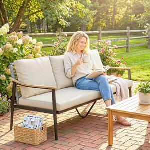 VivaGarden Divano da Esterno 3 Posti con Cuscini in Rattan PE 176x75x78 cm colore Cachi