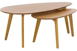 Set 2 tavolini ovali da salotto in legno di quercia Bloom