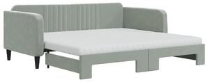 VidaXL Letto da giorno allungabile con materassi grigio chiaro 90x190 cm in velluto