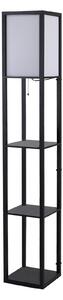 HOMCOM Lampada Lampadina da Terra Illuminazione Interna Salvaspazio con Ripiani da Soggiorno Cotone, MDF 26 x 26 x 160 cm Nero e Bianco|Aosom