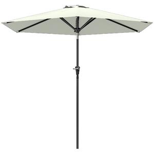 Outsunny Ombrellone da Giardino Inclinabile Φ230cm, Apertura a Manovella, Palo in Metallo e 6 Stecche, Bianco Crema|Aosom