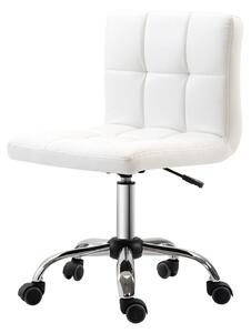 Sedia da ufficio HOMCOM, sedia da scrivania ergonomica senza braccioli per l'ufficio, bianca