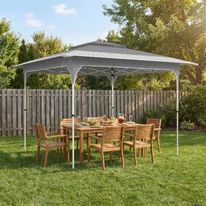 VivaGarden Gazebo da Giardino 3.5x3.5 m Pieghevole in Metallo/Tessuto Oxford con Doppio Tetto colore Grigio Scuro
