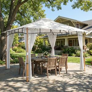 VivaGarden Gazebo da Giardino 3x3,6 m in Metallo/Poliestere Doppio Tetto colore Crema