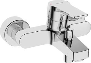 Rubinetto per vasca da bagno con finitura cromata e sistema di commutazione