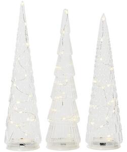 Set 3 alberi di Natale LED a batteria con funzione timer Cristal