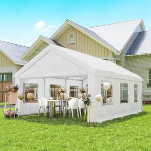 VivaGarden Gazebo da Giardino 4x6 m Tendone per Feste in Acciaio Galvanizzato con Pannelli Laterali e Doppio Ingresso colore Bianco