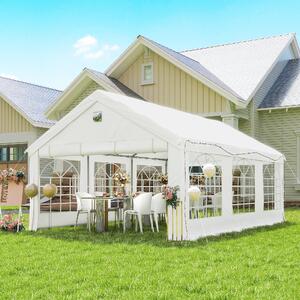 VivaGarden Gazebo da Giardino 4x6 m Tendone per Feste in Acciaio/PE con 4 Pareti Laterali Rimovibili colore Bianco