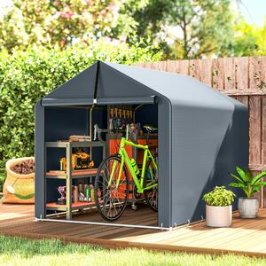 VivaGarden Gazebo da Giardino Tenda Garage Moto Bici 1,62x2,21 m in Acciaio Zincato colore Grigio