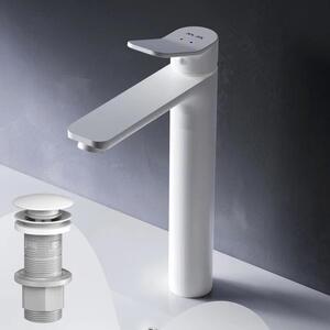 Rubinetto per lavabo con bocca alta AM.PM X-Joy FXA92233 con set di scarico, bianco