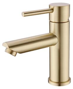 Rubinetto per lavabo monocomando in ottone con finitura dorata spazzolata