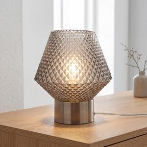 Lampada da tavolo vetro fumé metallo E27 17,5 cm cromo fumé grigio Art Déco