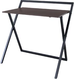 Teamson Home 34″ Easton: moderna scrivania pieghevole in legno per l'ufficio o lo studio, con gambe a croce in metallo, colore marrone/nero