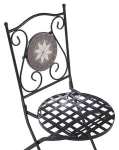 Set di 2 sedie da giardino in metallo Nero pieghevoli con schienale intagliato a mosaico modello stile vintage Beliani