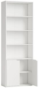 HOMCOM Libreria Moderna 4 Ripiani con Armadietto a 2 Ante in Legno, Mobile Multiuso per Soggiorno, Ufficio e Studio, 59x29x180cm, Bianco|Aosom