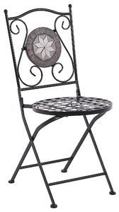 Set da bistrot da giardino in metallo Nero tavolo e sedie pieghevoli piastrelle a mosaico set da esterno in stile vintage Beliani