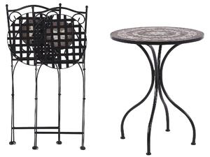 Set da bistrot da giardino in metallo Nero tavolo e sedie pieghevoli piastrelle a mosaico set da esterno in stile vintage Beliani