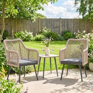 VivaGarden Poltrona da Esterno Set 2 Poltrone da Giardino con Cuscini in Acciaio/Rattan PE Dimensioni 54x65x80 cm colore Grigio Scuro