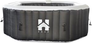 HOME DELUXE - Vasca idromassaggio da esterno - cuscino, portabicchieri e tettuccio parasole - colore: nero, ⌀ 185 cm, 130 getti d'aria - incl. copertura, set di riparazione, set di filtri I Vasca idromassaggio da esterno per 6 persone