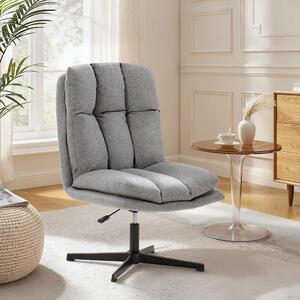 DecHome Poltrona Moderna in Tessuto Effetto Lino Dimensioni 63x75x92-102 cm colore Grigio Chiaro