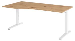 Scrivania bümö serie XB - Decorazione: rovere nodoso, dimensioni: 180 x 100 cm, struttura: bianco/alluminio lucido
