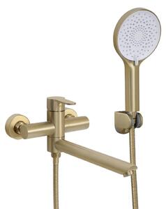 Kit di montaggio a parete per vasca da bagno, completo di doccetta manuale, set di rubinetteria, finitura oro spazzolato