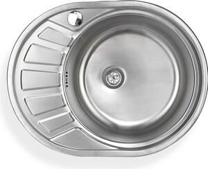 Lavello in acciaio inossidabile "Calypso SR" - Lavello da incasso rotondo con sgocciolatoio sul lato sinistro