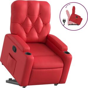 Poltrona Alzapersona Reclinabile Rosso in Pelle finta