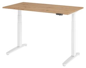 Scrivania elettrica bümö modello XBHM - Finitura: Noce Canaletto, Struttura: Bianco/Alluminio lucido, Dimensioni: 140 x 80 cm
