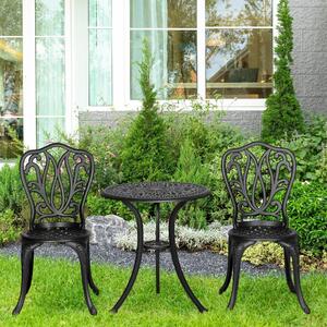 VivaGarden Salotto da Giardino con 2 Sedie e Tavolino in Alluminio colore Nero