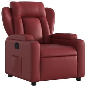 Poltrona Reclinabile Rosso Vino in Pelle finta