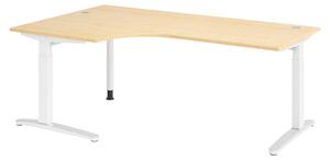 Scrivania bümö serie XB - Decorazione: acero, dimensioni: scrivania angolare 200 x 120 cm, struttura: bianco/alluminio lucido