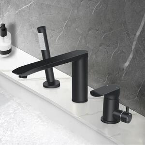 Miscelatore per lavabo con 3 fori, doccetta estraibile, finitura nera opaca