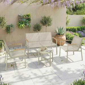 VivaGarden Salotto da Giardino con Divano 2 Posti 2 Poltrone e Tavolino in Metallo/Texteline colore Verde