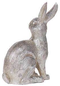Statuetta decorativa in poliresina d'argento 35 cm a forma di coniglietto di Pasqua Tavolo da pranzo per feste Beliani