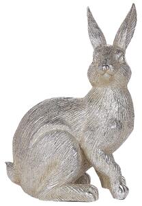 Statuetta decorativa in poliresina d'argento 35 cm a forma di coniglietto di Pasqua Tavolo da pranzo per feste Beliani