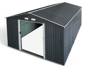 ALEOS. Casetta per attrezzi, 15 m², 343 x 452 x 223 cm, in lamiera d'acciaio zincata, con doppia porta scorrevole (altezza porta 173 cm), casetta da giardino