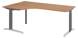 Scrivania bümö Serie XB - Decorazione: noce, dimensioni: scrivania angolare 200 x 120 cm, struttura: grafite/alluminio lucido
