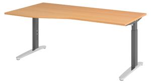 Scrivania bümö serie XB - Decorazione: faggio, dimensioni: 180 x 100 cm, telaio: grafite/alluminio lucido