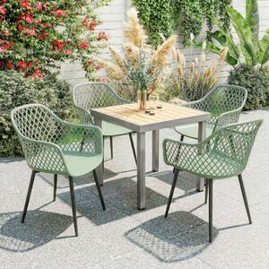VivaGarden Sedia per Esterni Set 4 Sedie da Giardino con Braccioli in Metallo/PP Dimensioni 56x51x84 cm colore Verde