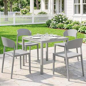 VivaGarden Sedia per Esterni Set 4 Sedie da Giardino Impilabili in PP Dimensioni 48x54x79 cm colore Grigio Chiaro