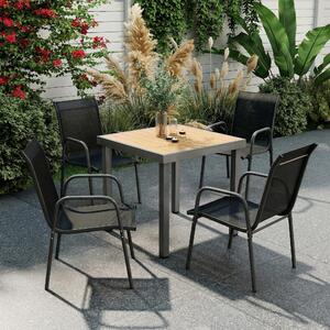 VivaGarden Sedia per Esterni Set 4 Sedie da Giardino Impilabili in Metallo/Poliestere Dimensioni 51x69x87 cm colore Nero