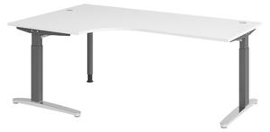 Bümö Scrivania Serie-XB - Decorazione: bianco, dimensioni: scrivania angolare 200 x 120 cm, struttura: grafite/alluminio lucido