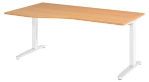Scrivania bümö Serie XB - Decorazione: faggio, dimensioni: 180 x 100 cm, struttura: bianco/alluminio lucido